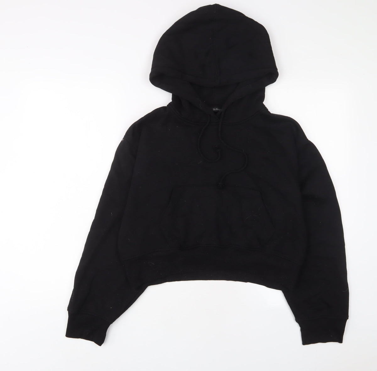 Zara Womens Black Cotton Pullover Hoodie Size L Pullover