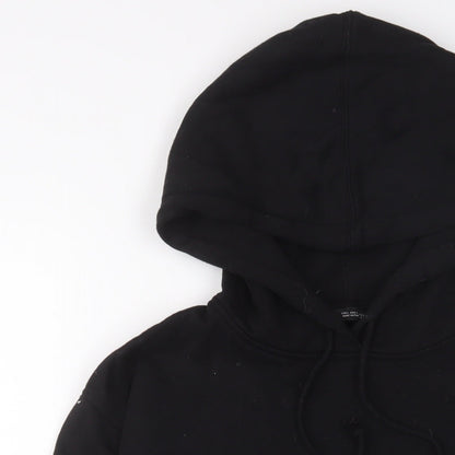 Zara Womens Black Cotton Pullover Hoodie Size L Pullover