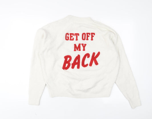 Womens UK Size XS H&M White Pullover Jumper