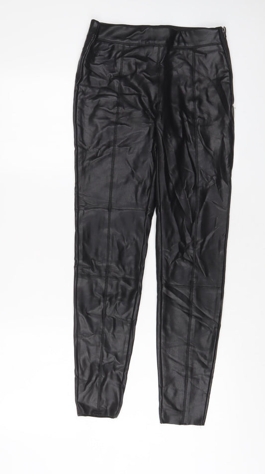 Topshop Womens Black Polyester Trousers Size 6 L27 in Regular Zip
