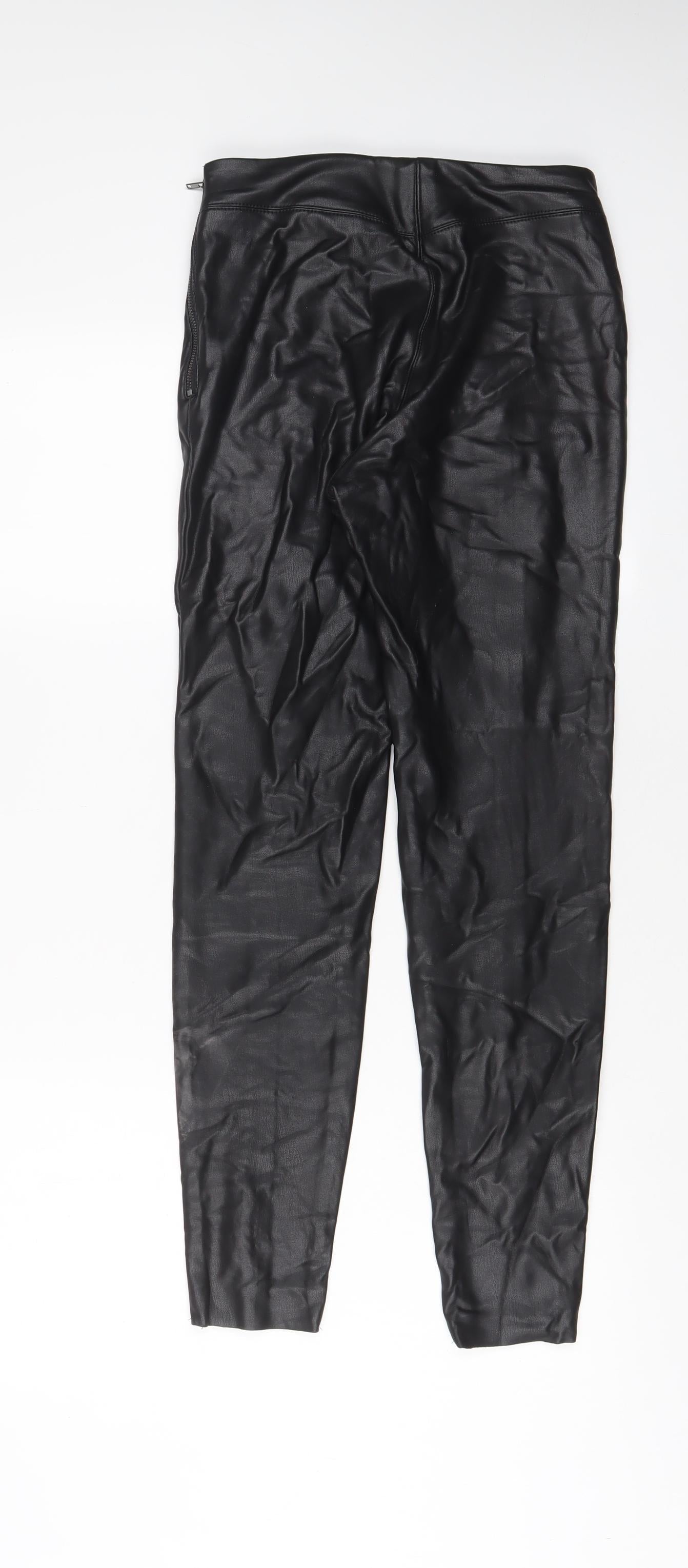 Topshop Womens Black Polyester Trousers Size 6 L27 in Regular Zip
