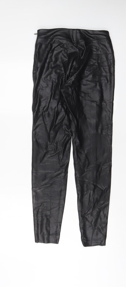 Topshop Womens Black Polyester Trousers Size 6 L27 in Regular Zip