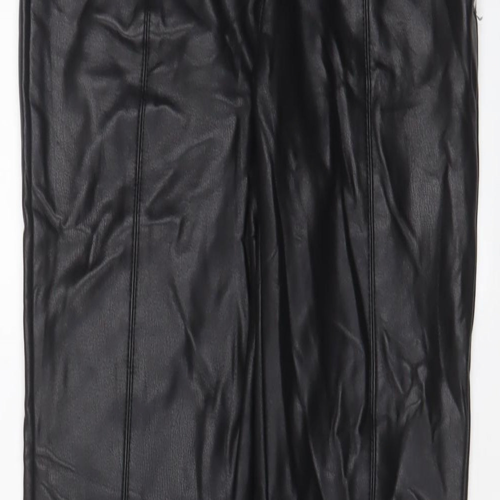 Topshop Womens Black Polyester Trousers Size 6 L27 in Regular Zip