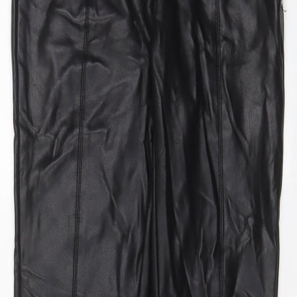 Topshop Womens Black Polyester Trousers Size 6 L27 in Regular Zip