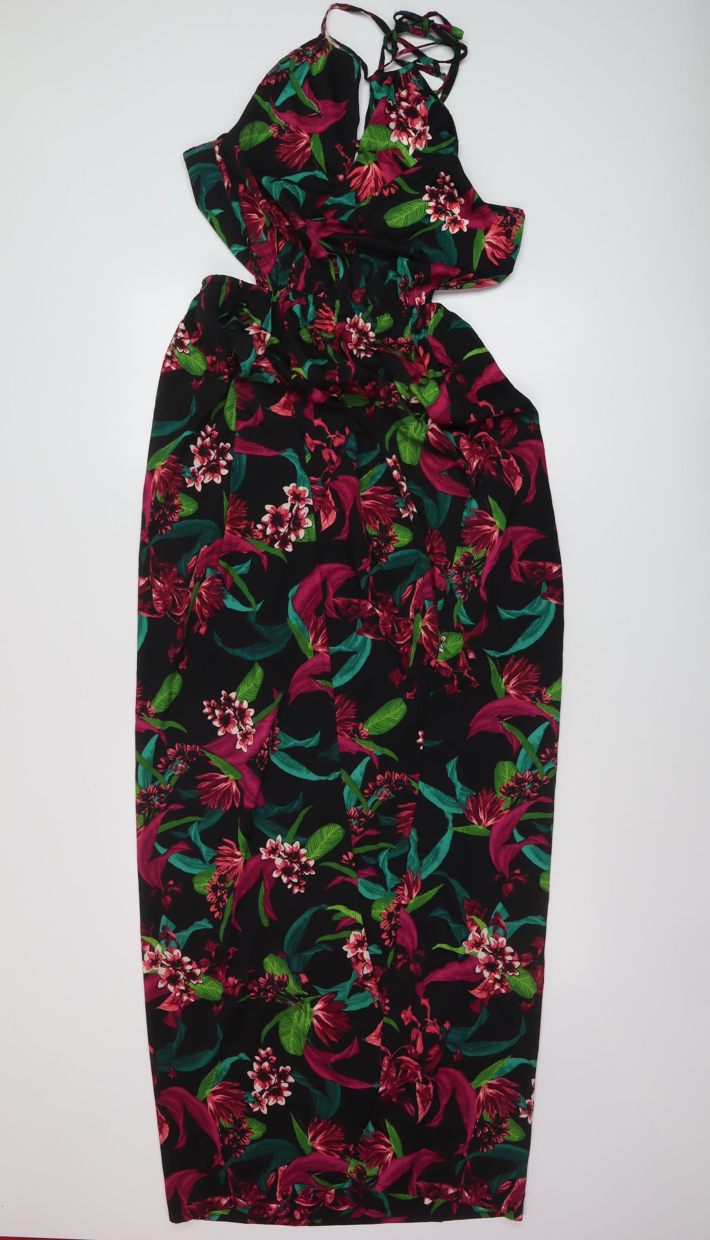 Boohoo Womens Multicoloured Floral Polyester Maxi Size 12 Halter Tie