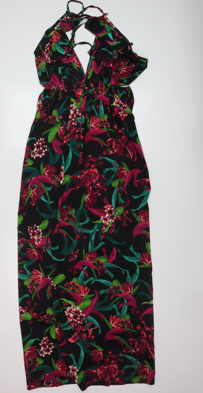 Boohoo Womens Multicoloured Floral Polyester Maxi Size 12 Halter Tie