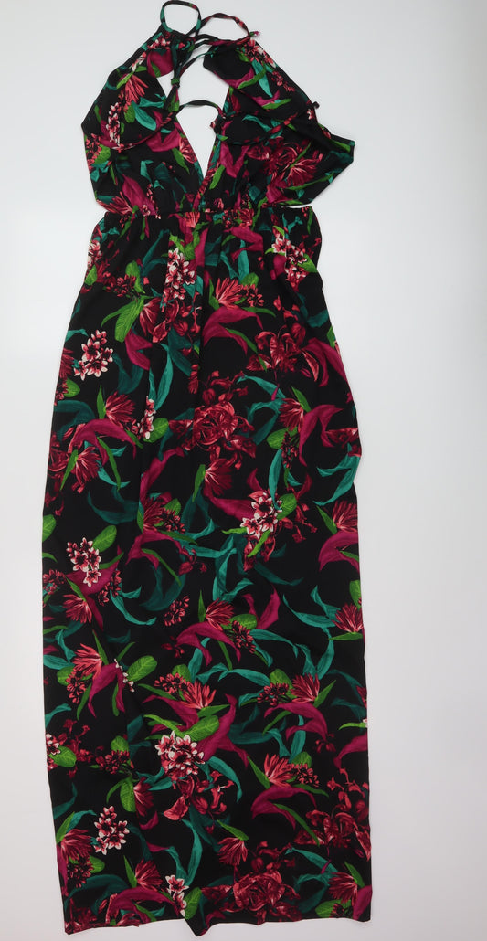 Boohoo Womens Multicoloured Floral Polyester Maxi Size 12 Halter Tie