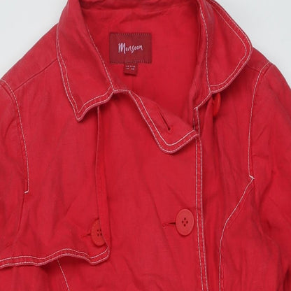 Womens UK Size 10 Monsoon Red Pea Coat