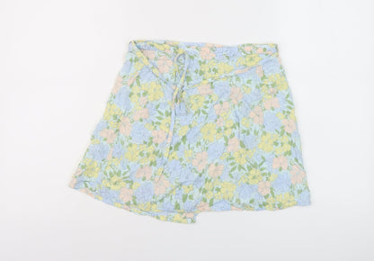 Motel Womens Multicoloured Floral Viscose Wrap Skirt Size S Tie