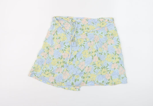 Motel Womens Multicoloured Floral Viscose Wrap Skirt Size S Tie