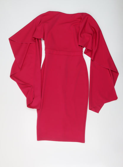 City Goddess Womens Pink Polyester Bodycon Size 8 Round Neck Zip