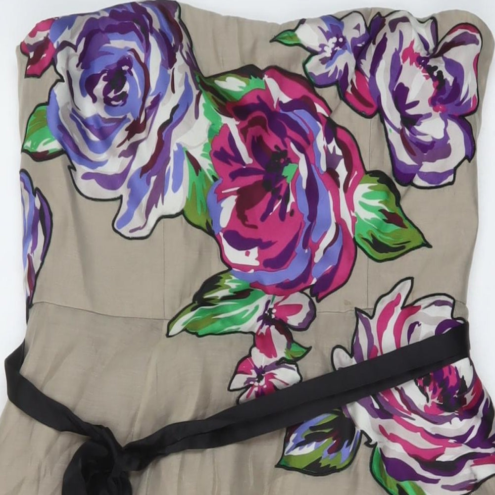 Coast Womens Beige Polyester Skater Dress Size 12 Off the Shoulder Zip