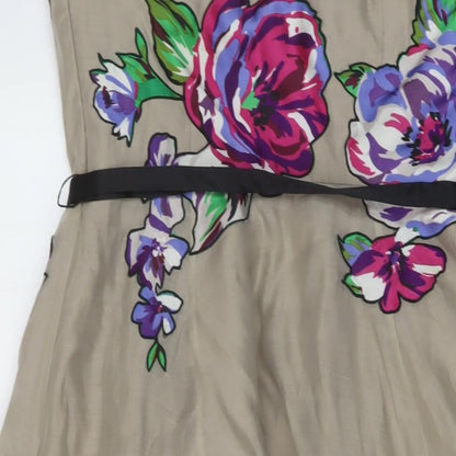 Coast Womens Beige Polyester Skater Dress Size 12 Off the Shoulder Zip