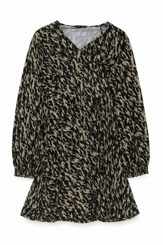 QED London Womens Brown Animal Print Polyester A-Line Size 12 V-Neck Pullover