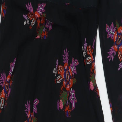 Zibi London Womens Black Floral Polyester Maxi Size 8 V-Neck Zip