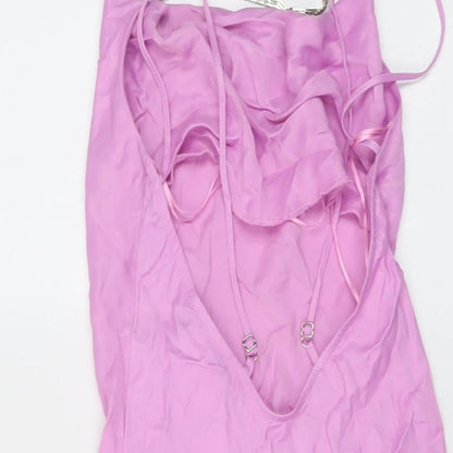 Bershka Womens Pink Polyester Mini Size S Round Neck Pullover