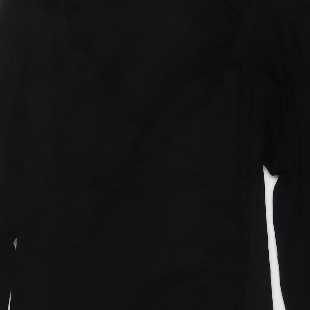 PRETTYLITTLETHING Womens Black Polyester Mini Size 14 V-Neck Pullover