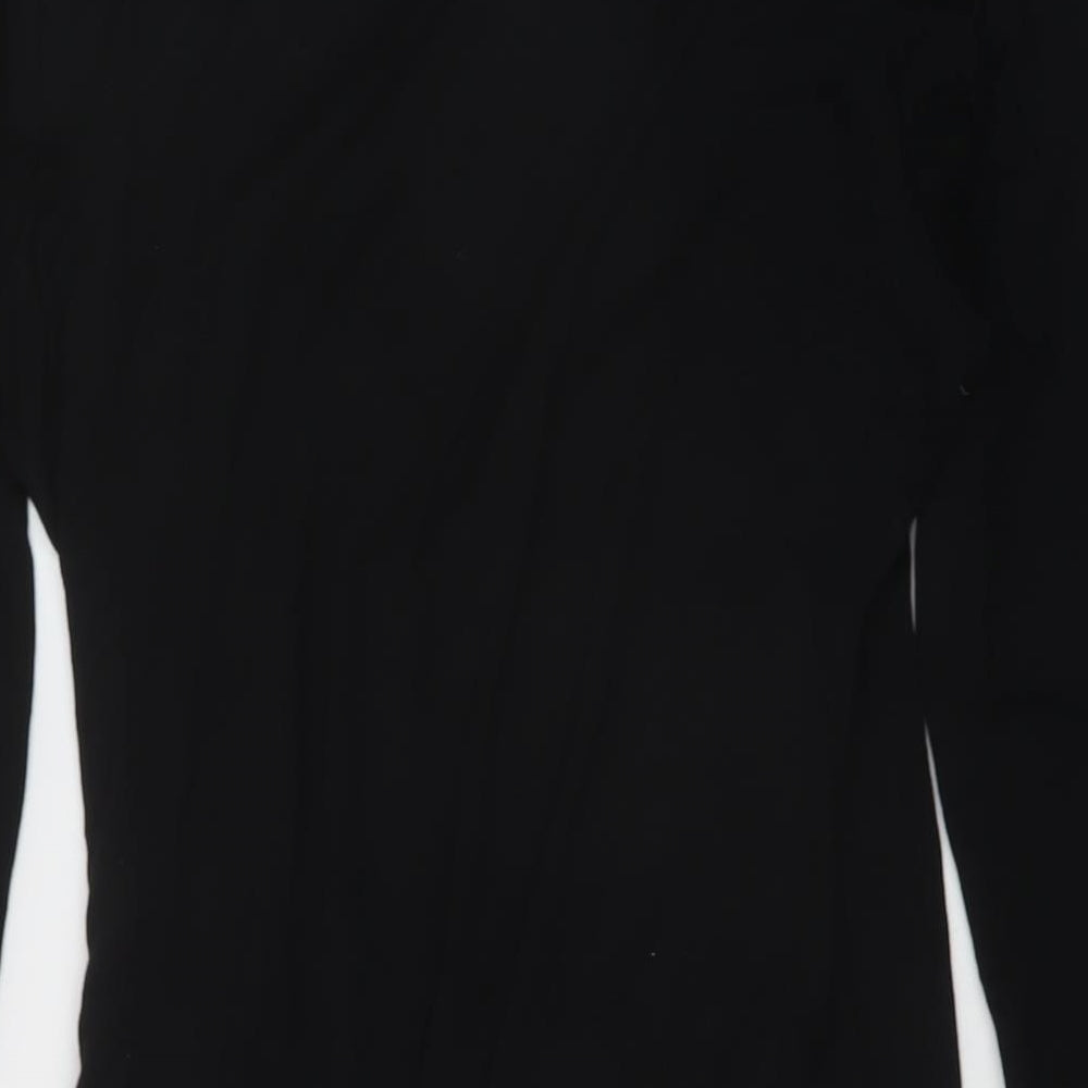 PRETTYLITTLETHING Womens Black Polyester Mini Size 14 V-Neck Pullover