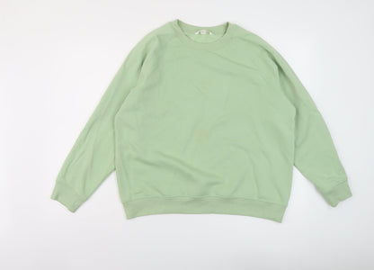 H&M Womens Green Cotton Pullover Sweatshirt Size S Pullover