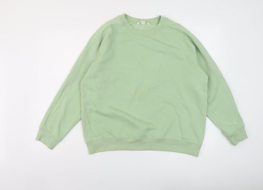 H&M Womens Green Cotton Pullover Sweatshirt Size S Pullover