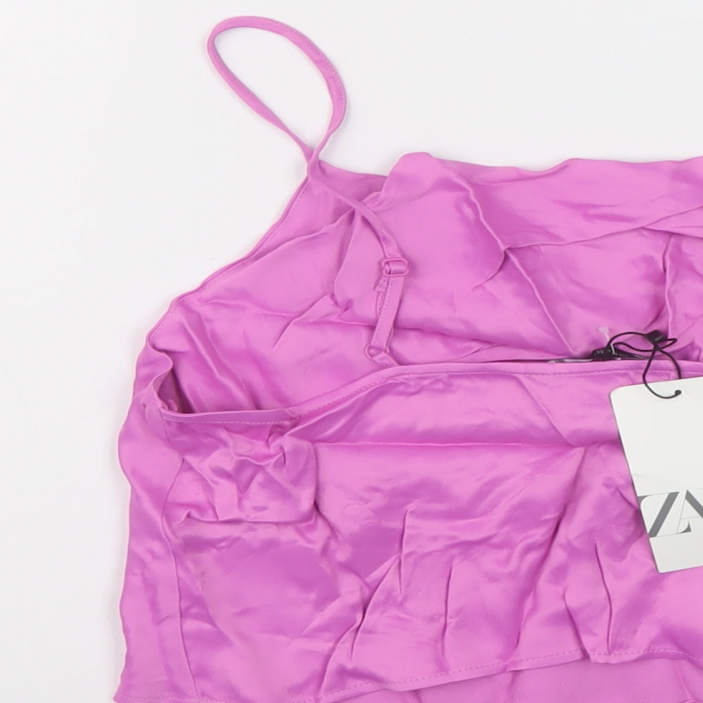Womens UK Size M Zara Pink Cropped Tank