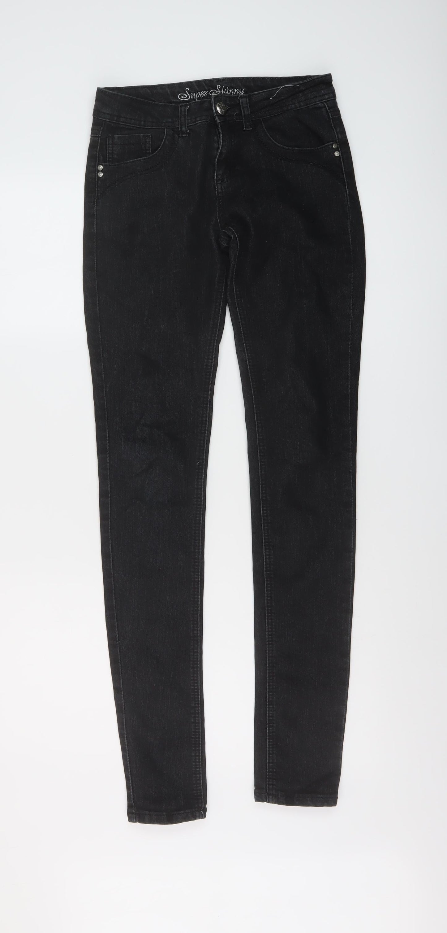 Denim & Co. Womens Black Cotton Skinny Jeans Size 8 L33 in Regular Button