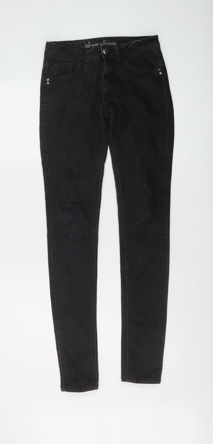 Denim & Co. Womens Black Cotton Skinny Jeans Size 8 L33 in Regular Button