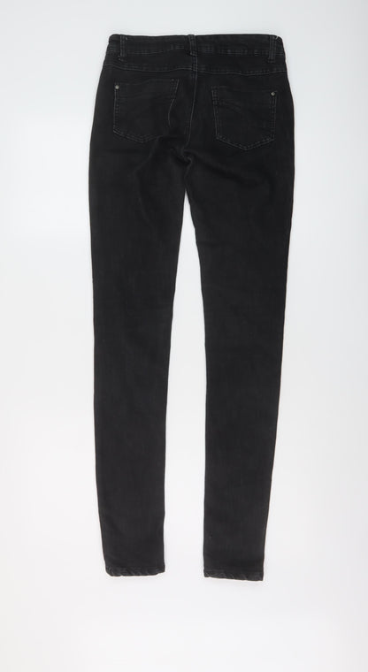 Denim & Co. Womens Black Cotton Skinny Jeans Size 8 L33 in Regular Button