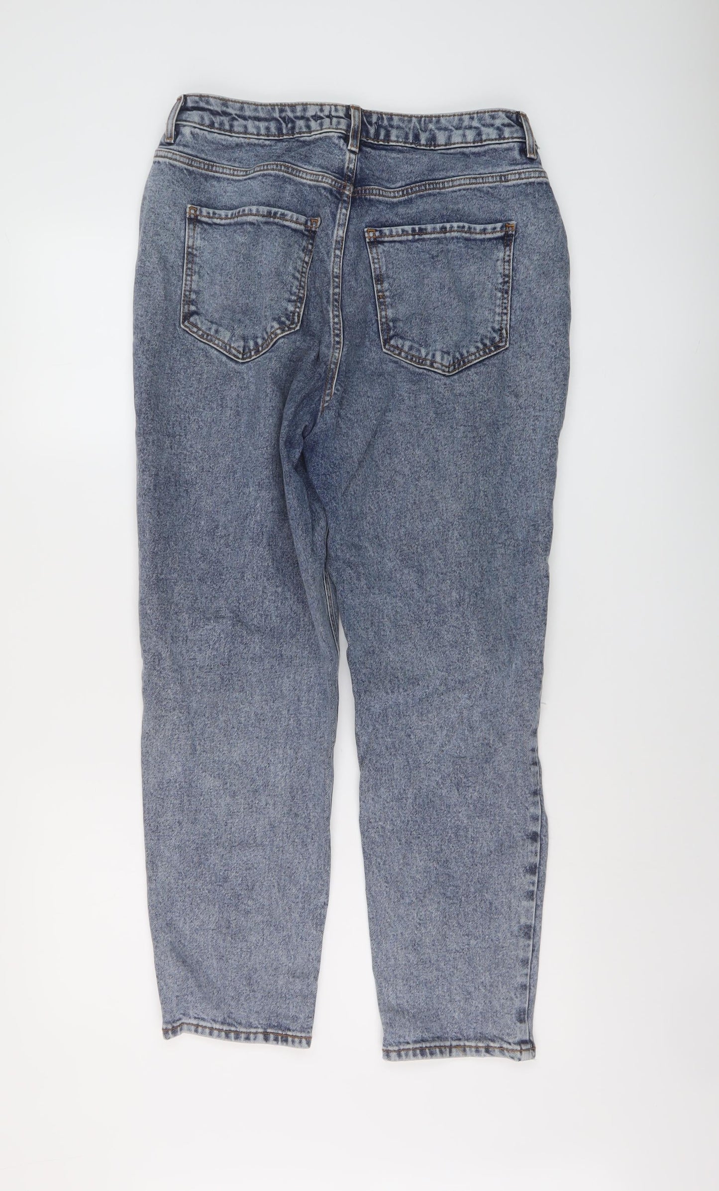 New Looj Womens Blue Cotton Mom Jeans Size 12 L26 in Regular Button