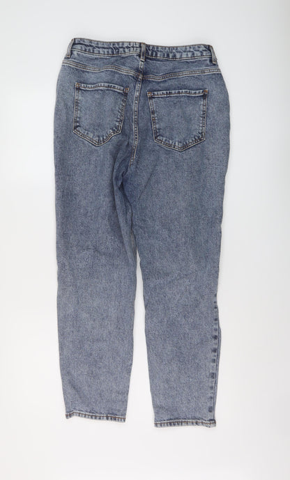 New Looj Womens Blue Cotton Mom Jeans Size 12 L26 in Regular Button