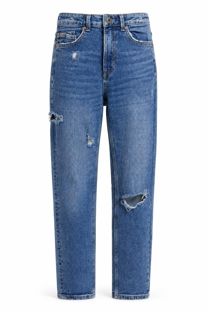 Womens UK Size 6 Stradivarius Slim Fit Mom Blue Jeans
