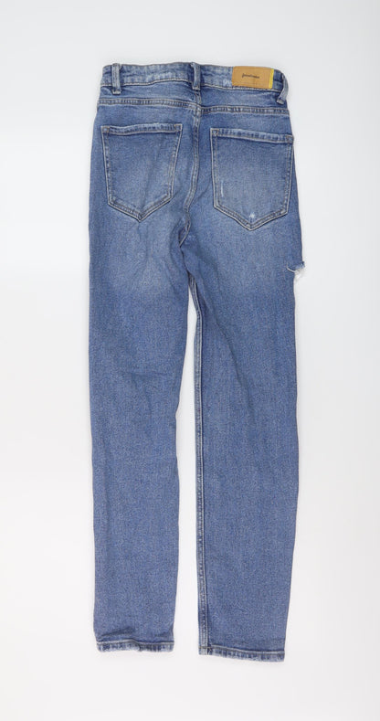 Womens UK Size 6 Stradivarius Slim Fit Mom Blue Jeans