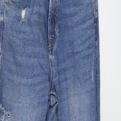 Womens UK Size 6 Stradivarius Slim Fit Mom Blue Jeans