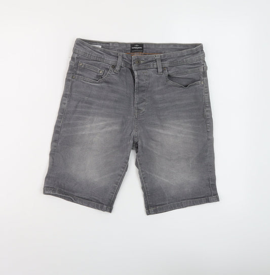 The Denim Journey Mens Grey Cotton Bermuda Shorts Size 30 in L10 in Regular Button