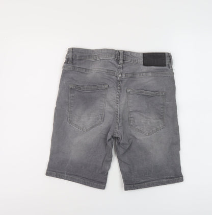 The Denim Journey Mens Grey Cotton Bermuda Shorts Size 30 in L10 in Regular Button