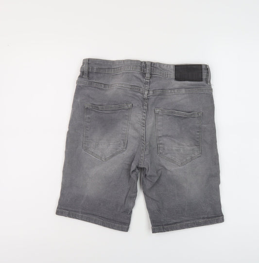 The Denim Journey Mens Grey Cotton Bermuda Shorts Size 30 in L10 in Regular Button
