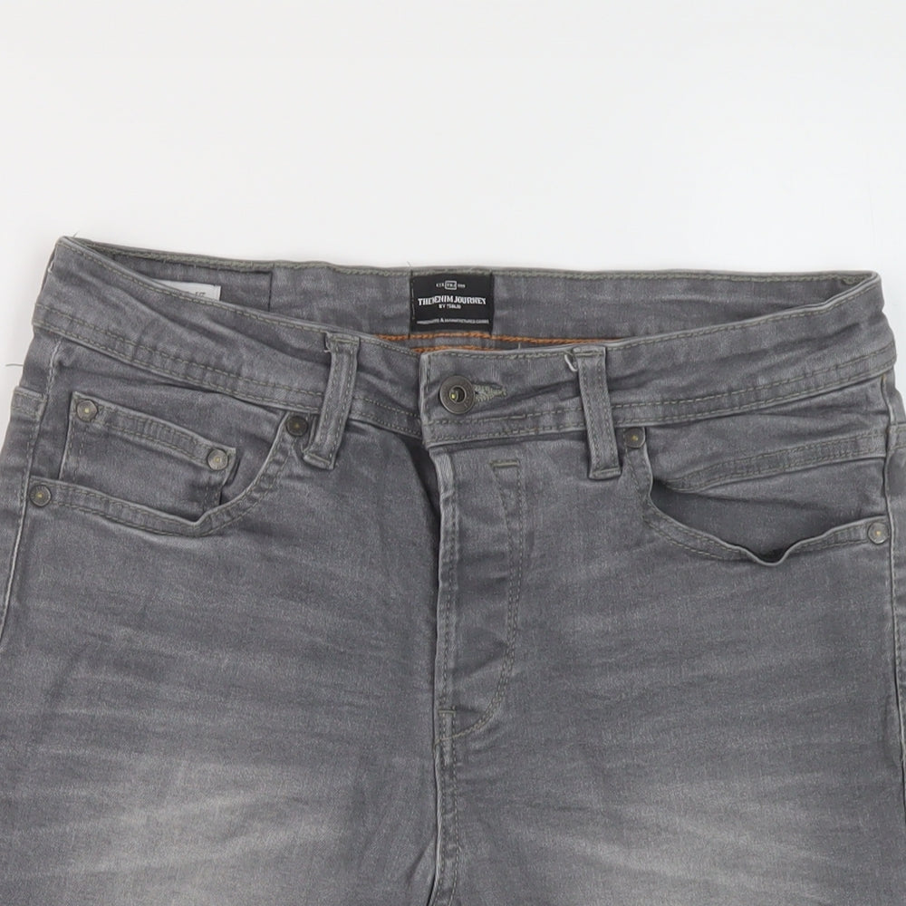 The Denim Journey Mens Grey Cotton Bermuda Shorts Size 30 in L10 in Regular Button