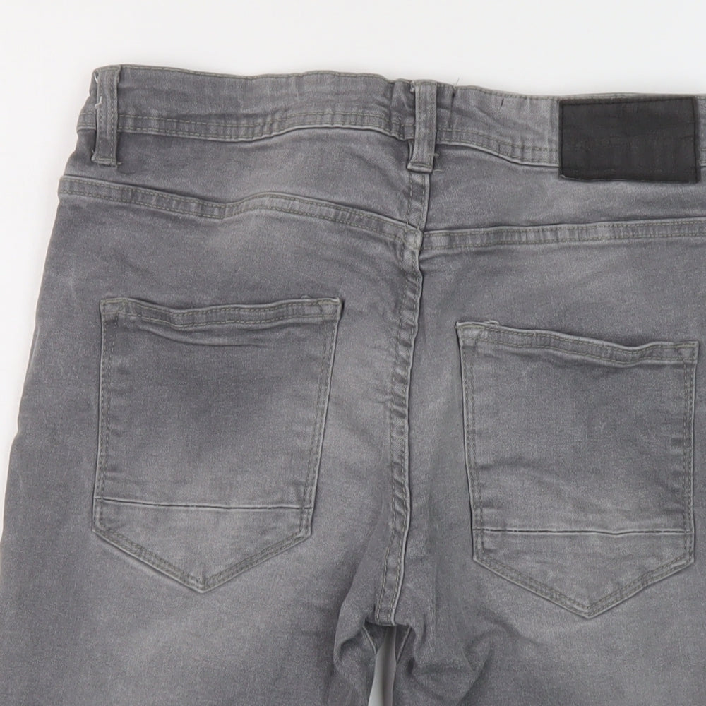 The Denim Journey Mens Grey Cotton Bermuda Shorts Size 30 in L10 in Regular Button