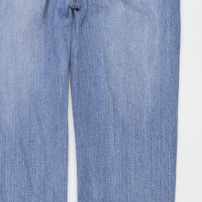 J. Galat Womens Blue Cotton Straight Jeans Size S L31 in Regular Button