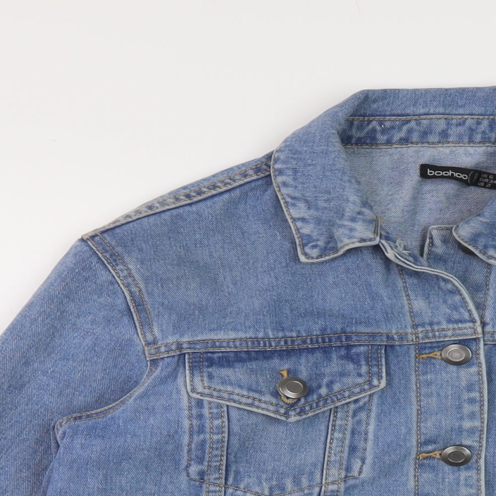 Boohoo Womens Blue Jacket Size 6 Button