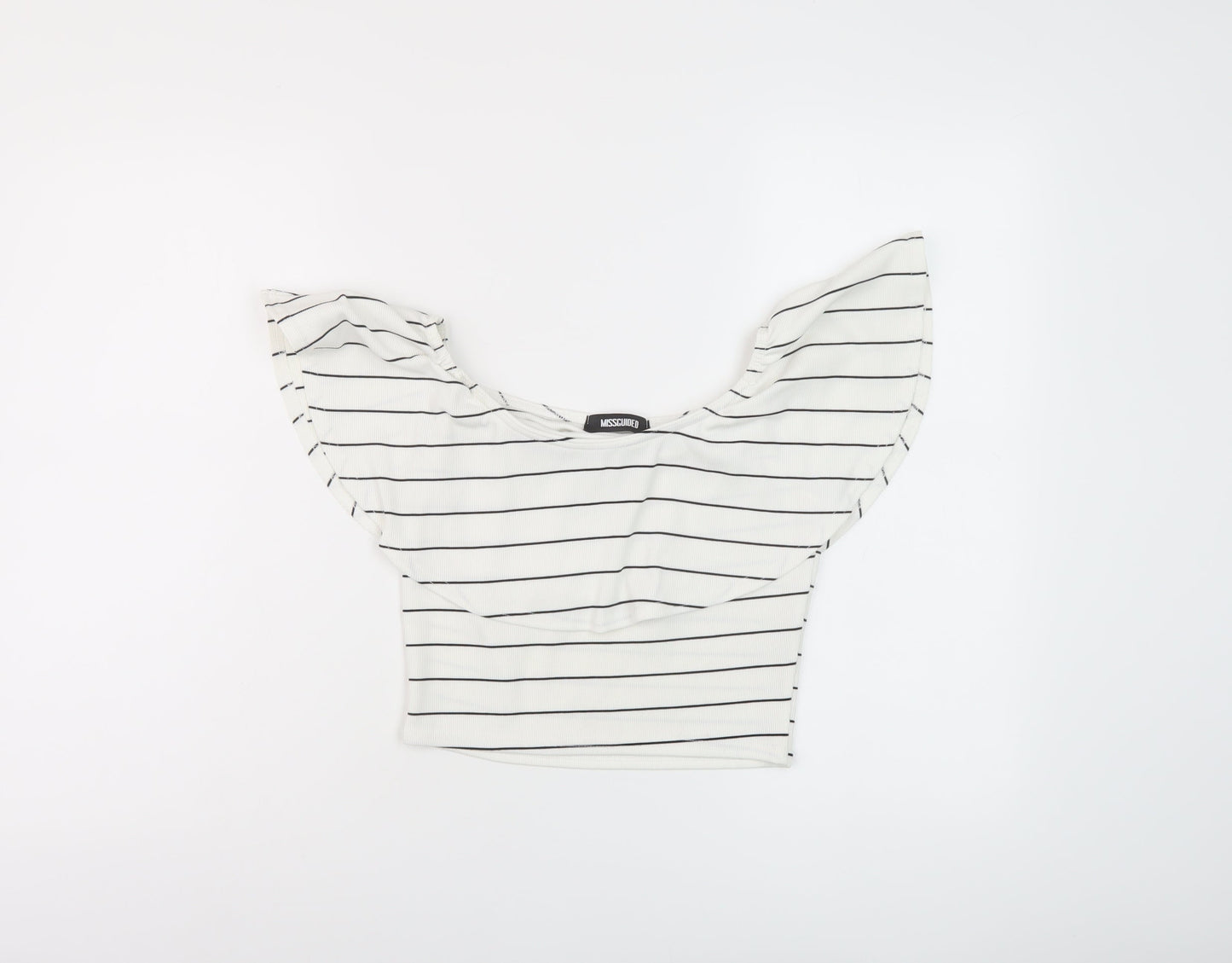 Womens UK Size 10 Missguided White Cropped Blouse