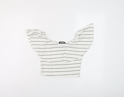 Womens UK Size 10 Missguided White Cropped Blouse