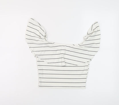 Womens UK Size 10 Missguided White Cropped Blouse