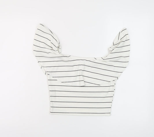 Womens UK Size 10 Missguided White Cropped Blouse
