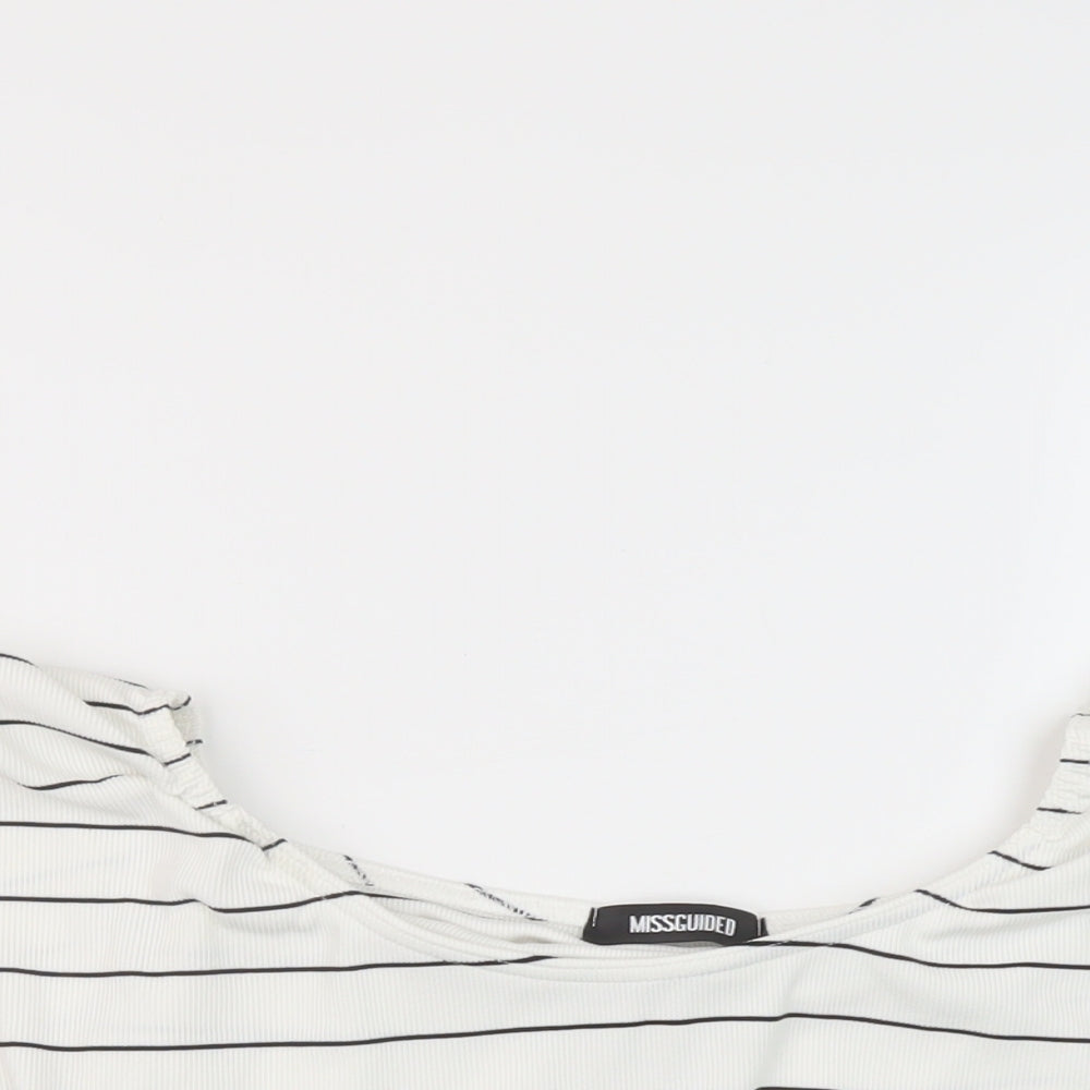 Womens UK Size 10 Missguided White Cropped Blouse