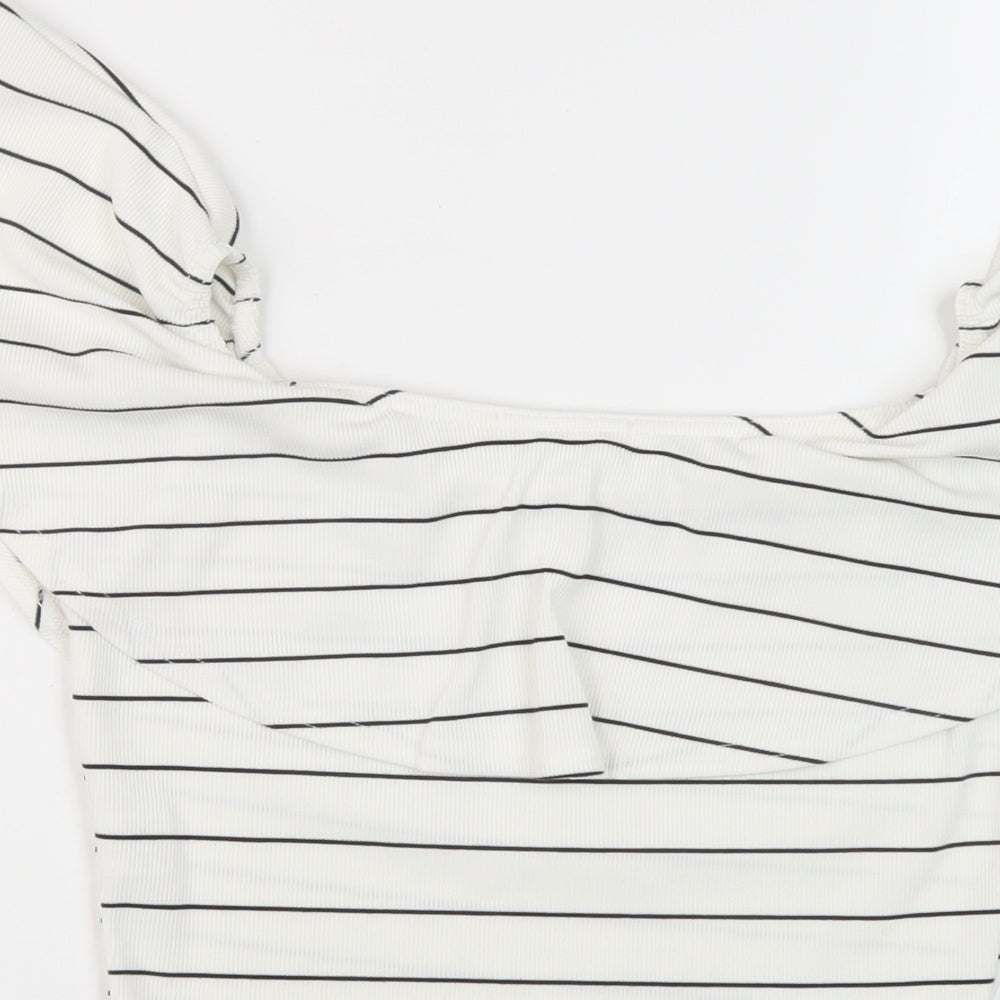 Womens UK Size 10 Missguided White Cropped Blouse