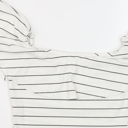 Womens UK Size 10 Missguided White Cropped Blouse