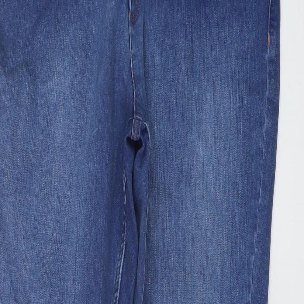 marks and Womens Blue Cotton Skinny Jeans Size 12 L25 in Regular Button