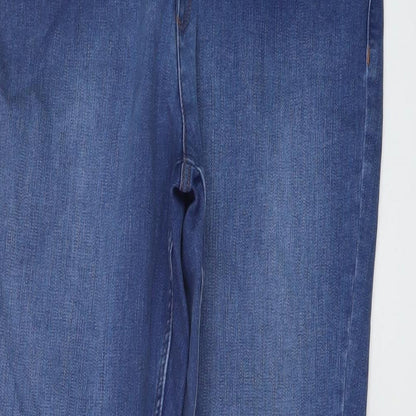 marks and Womens Blue Cotton Skinny Jeans Size 12 L25 in Regular Button