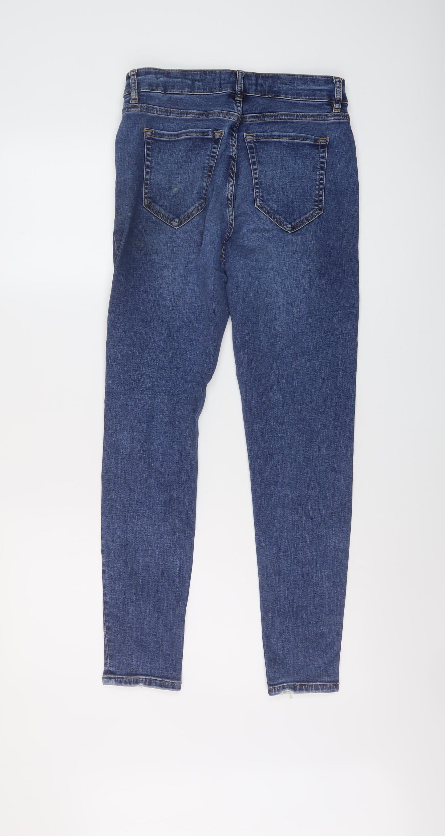Per Una Womens Blue Cotton Skinny Jeans Size 10 L26 in Regular Button